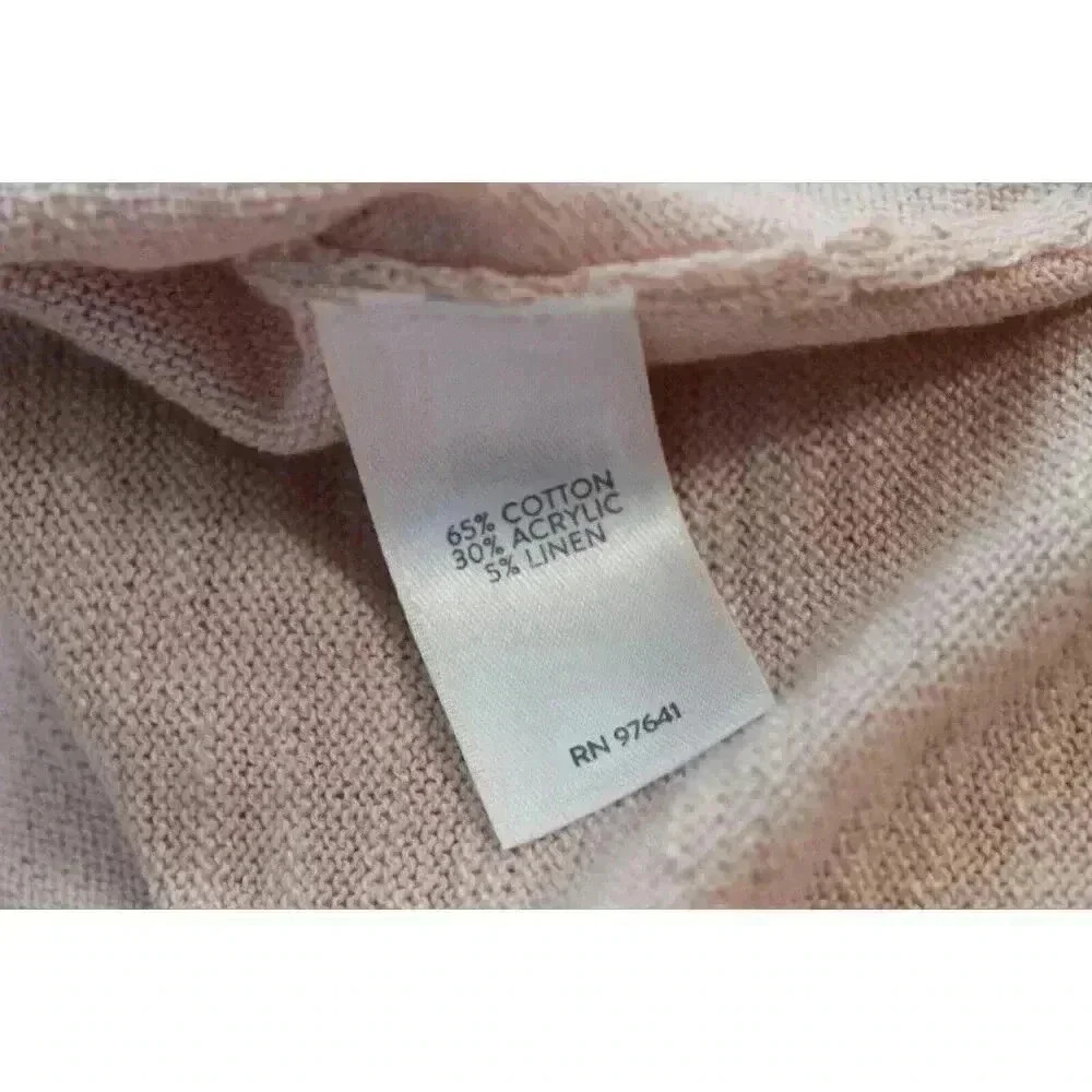 NWT J Jill Blouse Small Pink Cotton Linen Lightweight Coastal Knit Long Sleeve - Picture 11 of 12